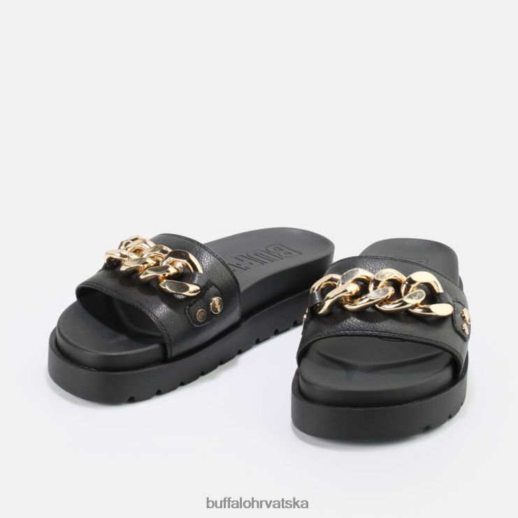 crno Buffalo eve lančane sandale s platformom veganske |slajdova TDD6T699